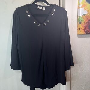 Chico's Black Top with Grommet Accents